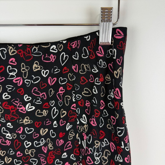 LOFT Black Heart Print Midi Skirt Size 2 Coquette Valentines Romantic Y2K Girly - Picture 4 of 12